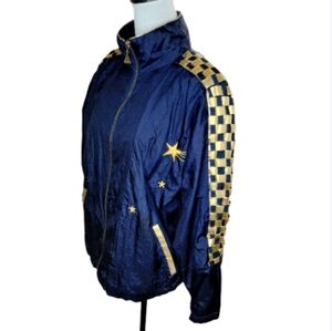 Vintage Euro Joy Paris Navy and Gold Windbreaker Jacket Size S